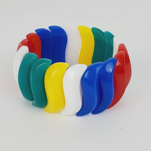 Avon Jewelry - Vtg 1984 Avon Multi-Color Lucite Stretch Bracelet